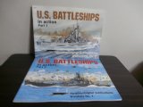 画像: U.S.BATTLESHIPS in action part1、part2　の2冊（米戦艦写真集）